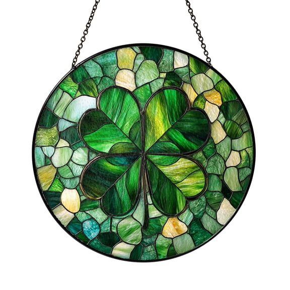 Stained Glass Four Leaf Clover Panel, Window Hanging Sun Catcher, Vibrant Lucky Home Accent, Perfect Gift for Friends