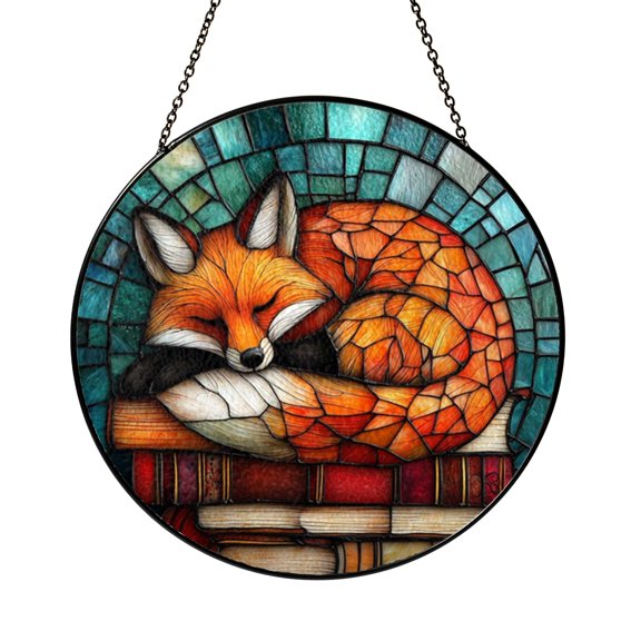Stained Glass Fox Window Suncatcher Sun Catcher Literary Inspired Home Decor Gift for Animal Lovers
