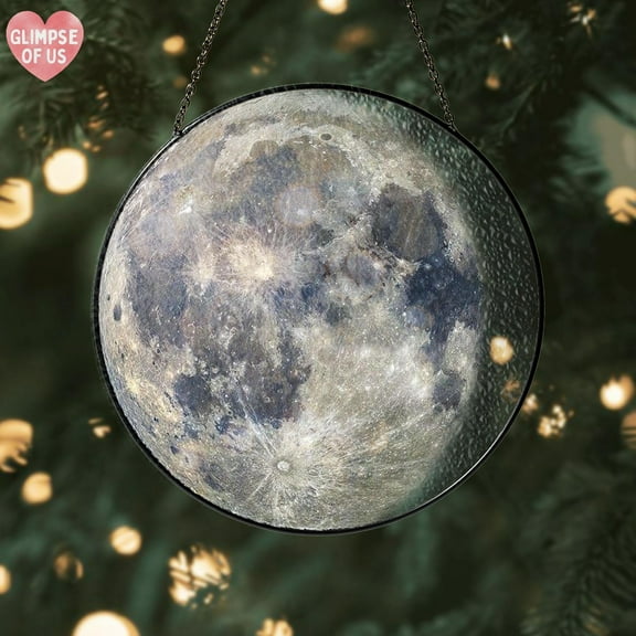 Stained Glass Full Moon Suncatcher,Crescent Moon Window Hanging,Celestial Moon Decor,Gift for Astronomy Lovers,Space Lover Gift,Gift For Mom