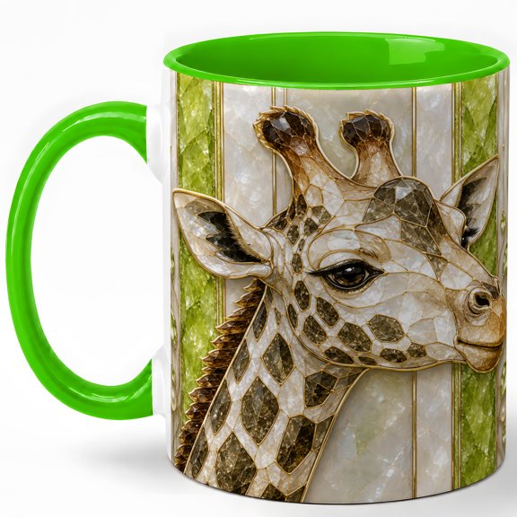 Stained Glass Giraffe Coffee Mug, Safari Animal Mug, Ceramic 11 oz