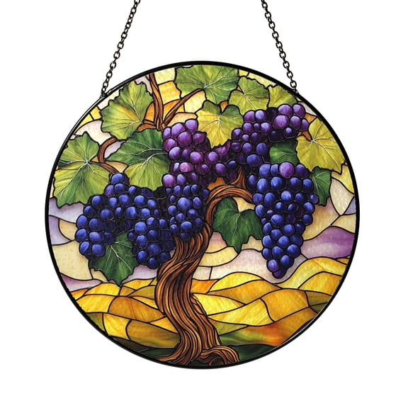 Stained Glass Grapevine Tree Suncatcher, Nature Window Hanging, Garden Lover Gift