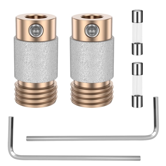 Grusce Stained Glass Grinding Bit, 5/8 inch Diamond Grinder Bit with 2 Allen Wrenches and 2 Fuse Tubes Stained Glass Supplies 2 pcs