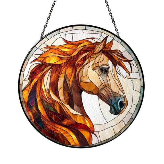 Stained Glass Horse Window Hanging – Equestrian Art