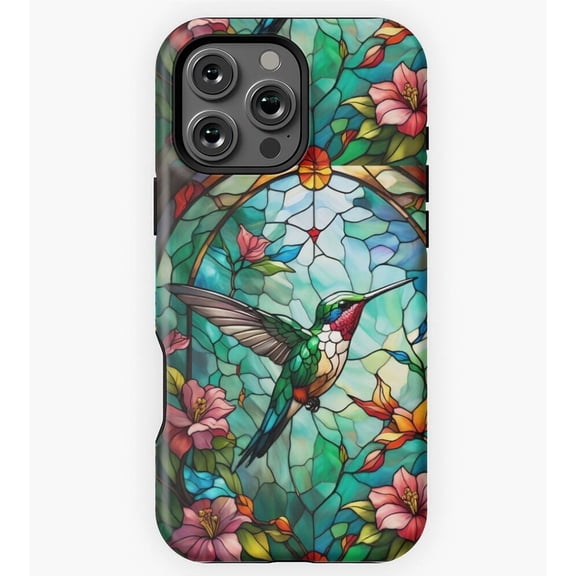 Stained Glass Hummingbird Bird Art Phone Case for iPhone 17 16 15 14 13 12 11 Pro Max
