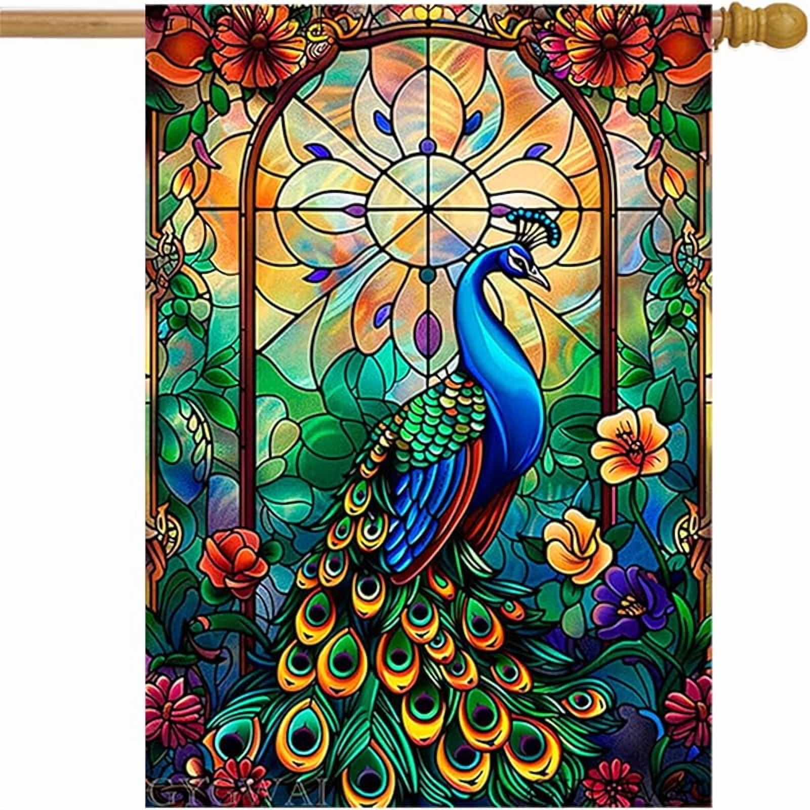 Stained Glass Hummingbird Garden Flags for Outside Spring Summer House ...