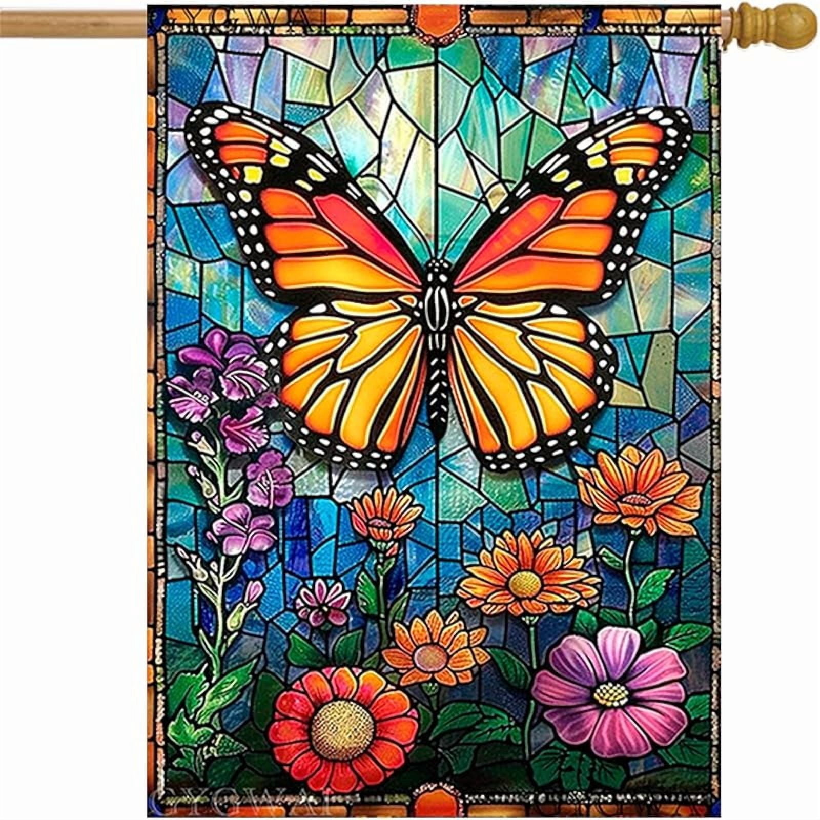 Stained Glass Hummingbird Garden Flags for Outside Spring Summer House ...