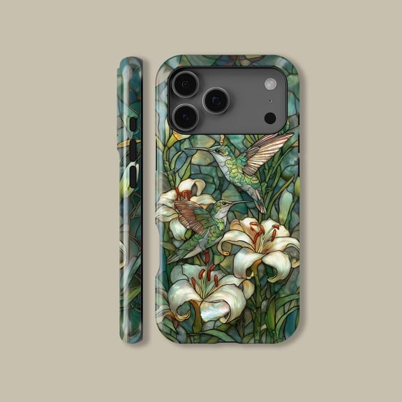 Stained Glass Hummingbird MagSafe Case for iPhone Samsung Bird