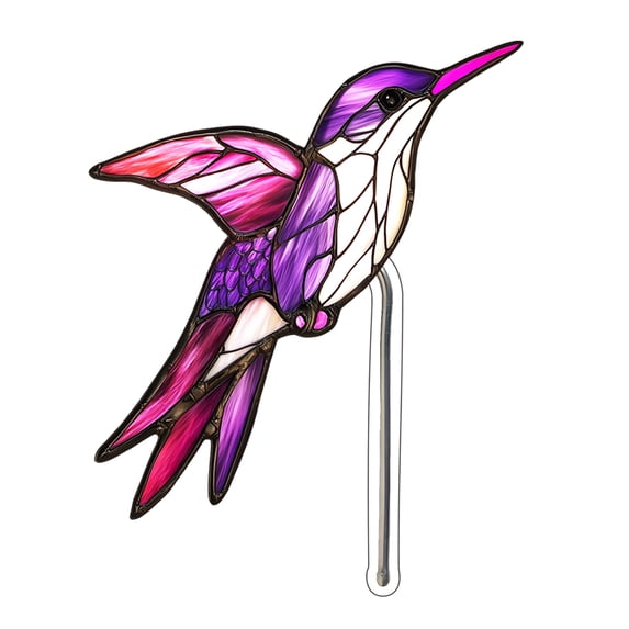 Stained Glass Hummingbird Pot Stake Acrylic Outdoor Garden Decoration for Potted Plants, Yard, Patio and Porch Housewarming Gift
