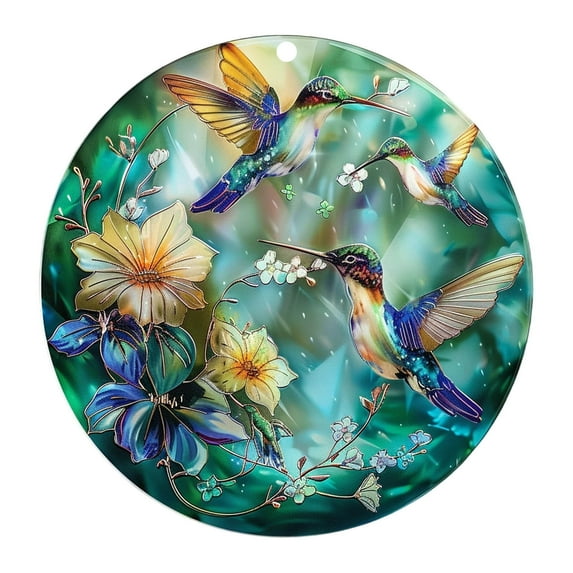 Stained Glass Hummingbird Suncatcher, Elegant Window Decor for Home, Garden, and Patio, Gift for Nature Lovers and Enthusiasts, Add Charm to YSpace