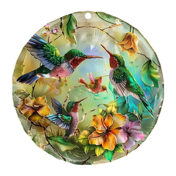 Stained Glass Hummingbird Suncatcher, Elegant Window Decor for Home, Garden, and Patio, Gift for Nature Lovers and Enthusiasts, Add Charm to YSpace