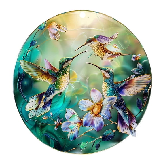 Stained Glass Hummingbird Suncatcher, Elegant Window Decor for Home, Garden, and Patio, Gift for Nature Lovers and Enthusiasts, Add Charm to YSpace