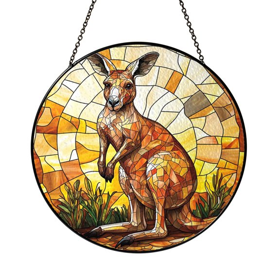 Stained Glass Kangaroos Window Suncatcher – Nature Art