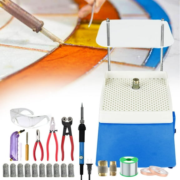 Stained Glass Kit,24pcs Stained Glass Grinder Machine Starter Kit,DIY Stained Glass Tool,Portable Electric Stained Grinding Tool Machine