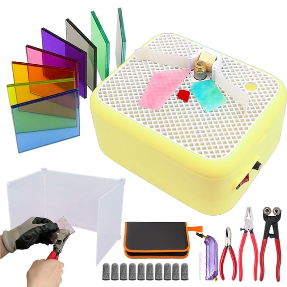 Stained Glass Kit,2in1 Mini Stained Glass Grinder Machine-Grinding/Drilling,Stained Glass Tool Set with Glass Angle Grinder(Automatic Water/Large Work Surface)&Glass Cutt