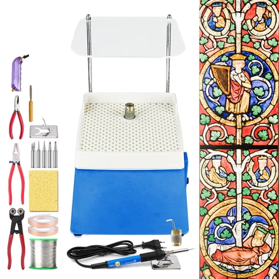 Stained Glass Kit,Stained Glass Grinder Machine,Stained Glass Starter Kit With Consumables-Copper Foil Tape/Solder Wire/Finger Sleeve,Professional Stained Grinding Tool M