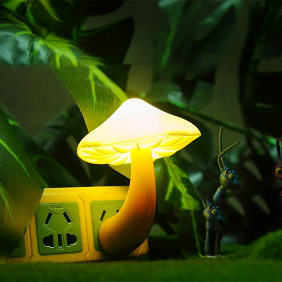Stained Glass Lamp,Mushroom Night Light Yellow Led Light Sensing Night Light Light LED Light Bedside Feeding Light,Retro Lamp,Cute Lamps
