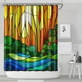 thumbnail image 1 of Stained Glass Landscape 72x84in Shower Curtain,Bathroom Decorative Shower Curtains Set with 12 Hooks,Modern Waterproof Washable Shower Curtain, 1 of 4