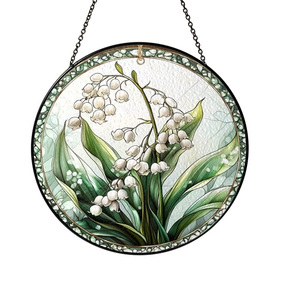 Stained Glass Lily Flower Panel – Handcrafted Botanical Window Art for Flower Lovers