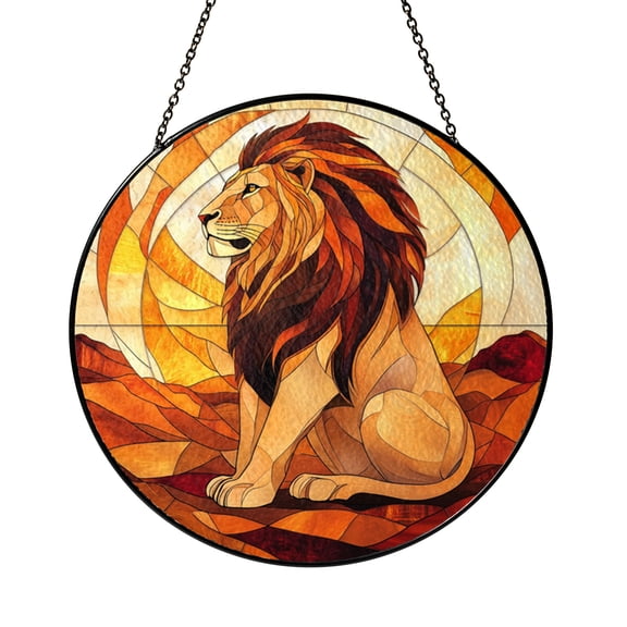 Stained Glass Lion Pattern, Wildlife Jungle Design for Suncatcher, Printable Template