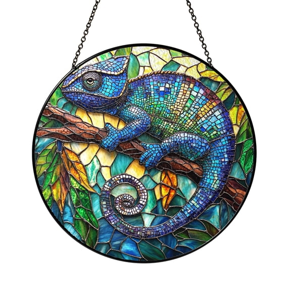 Stained Glass Lizard Suncatcher, Handmade Reptile Window Hanging Gift