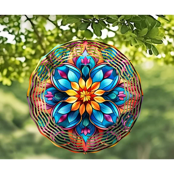 Stained Glass Mandala 10" Wind Spinner #1