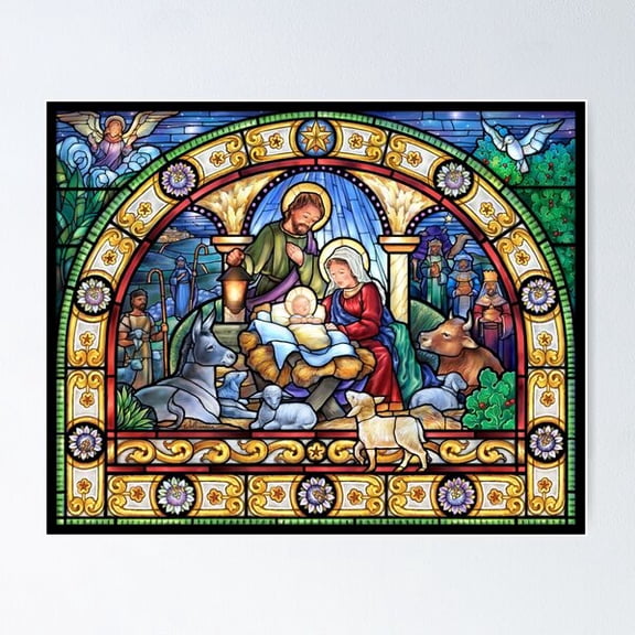 Stained Glass Nativity Poster, Poster Only