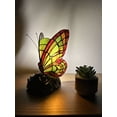 thumbnail image 1 of Stained Glass Night Light Green Red Butterfly LED Bulb Included 6"W*7"D*9"H, 1 of 5