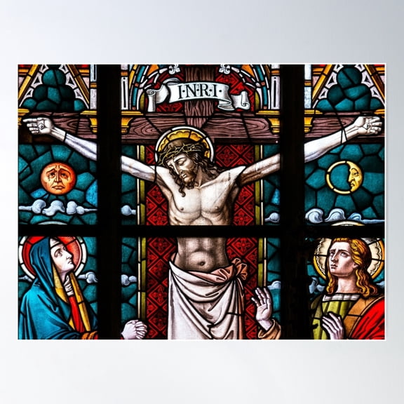 Stained Glass Of Jesus Christ Pic Art Poster Wall Art, Modern Wall Decor For Living Room Bedroom, 16x24 UNFRAMED