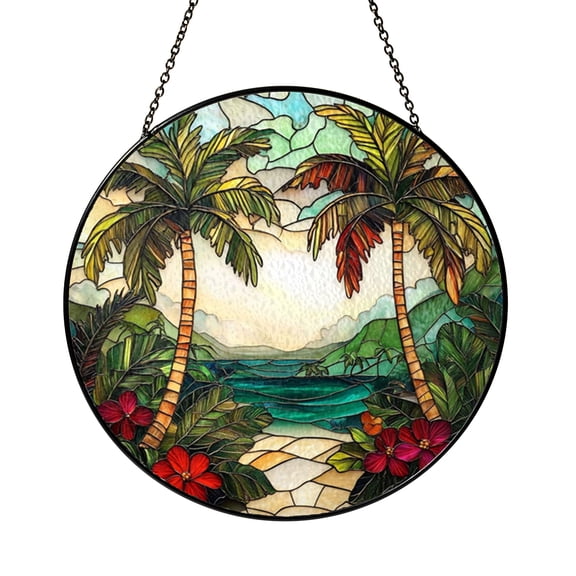 Stained Glass Palm Tree Window Suncatcher – Tropical Art2001