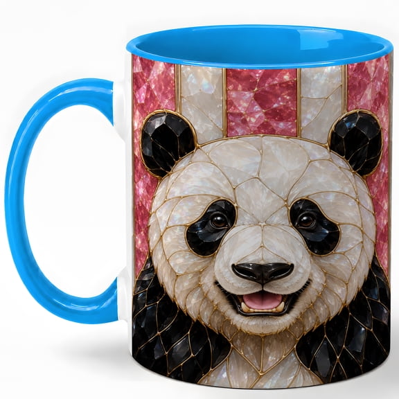 Stained Glass Panda Coffee Mug, Panda Bear Mug, Ceramic 11 oz
