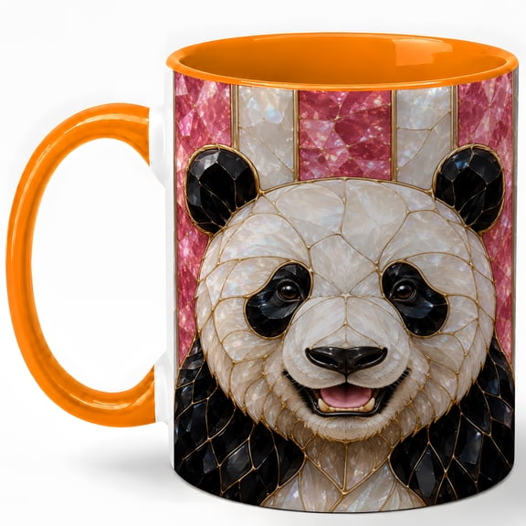 Stained Glass Panda Coffee Mug, Panda Bear Mug, Ceramic 11 oz