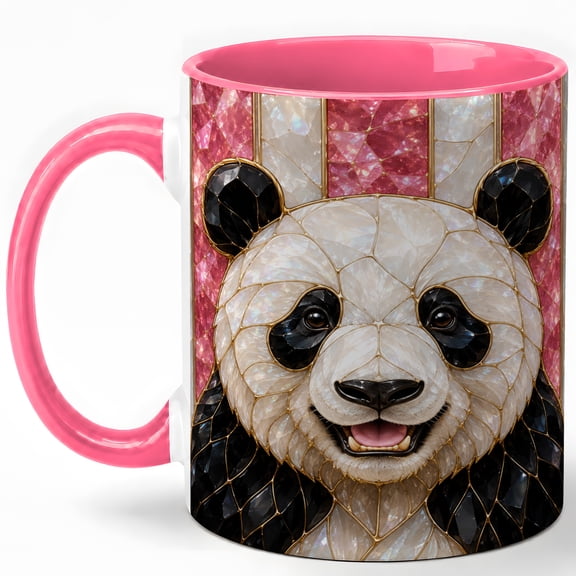 Stained Glass Panda Coffee Mug, Panda Bear Mug, Ceramic 11 oz