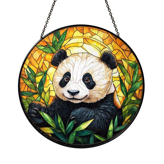 Stained Glass Panda Window Hanging – Cute Nature-Themed Animal Decor
