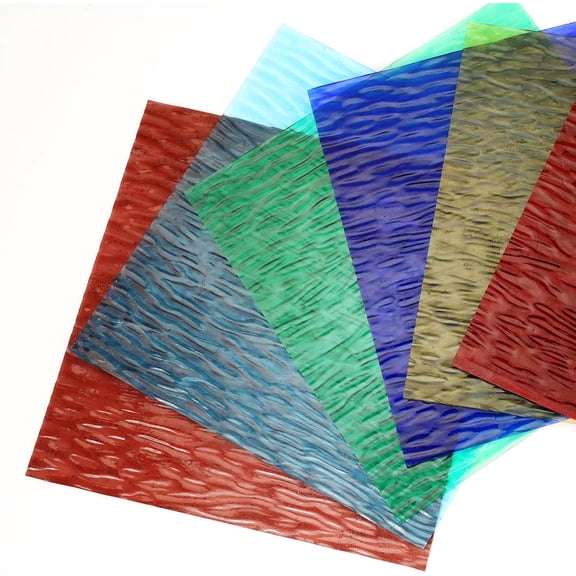 Stained Glass Panels, Clear Textured Stained Glass Sheets, Unleash Your Creativity with Easy-to-Cut Mosaic Stained Glass Panels for Arts and Crafts (Water Ripple)