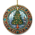 thumbnail image 1 of Stained Glass Patterns Christmas Tree Ceramic Ornament for Christmas Decorations, Christmas Ornament for Xmas Tree Decors, Ceramic Tree Ornament for Christmas Hanging Decorations, 1 of 5