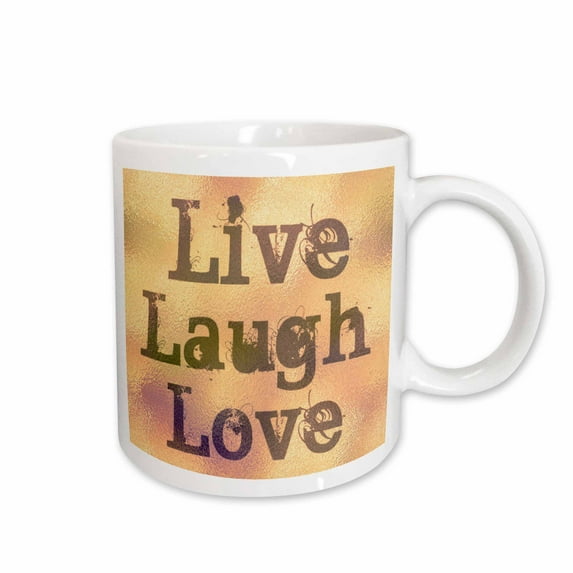 3drose, Stained Glass Peach Live, Laugh, Love- Inspirational Words- Motivational, 11oz Mug