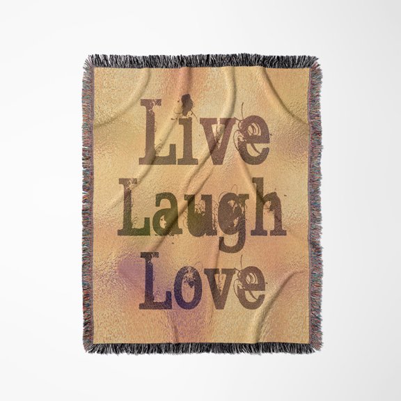 Stained Glass Peach Live, Laugh, Love- Inspirational Words- Motivational, Woven Blanket