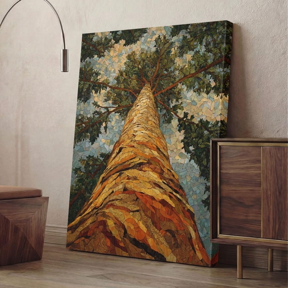 Stained Glass Pine Tree Mosaic Poster, Unframed Paper Poster 8x10in