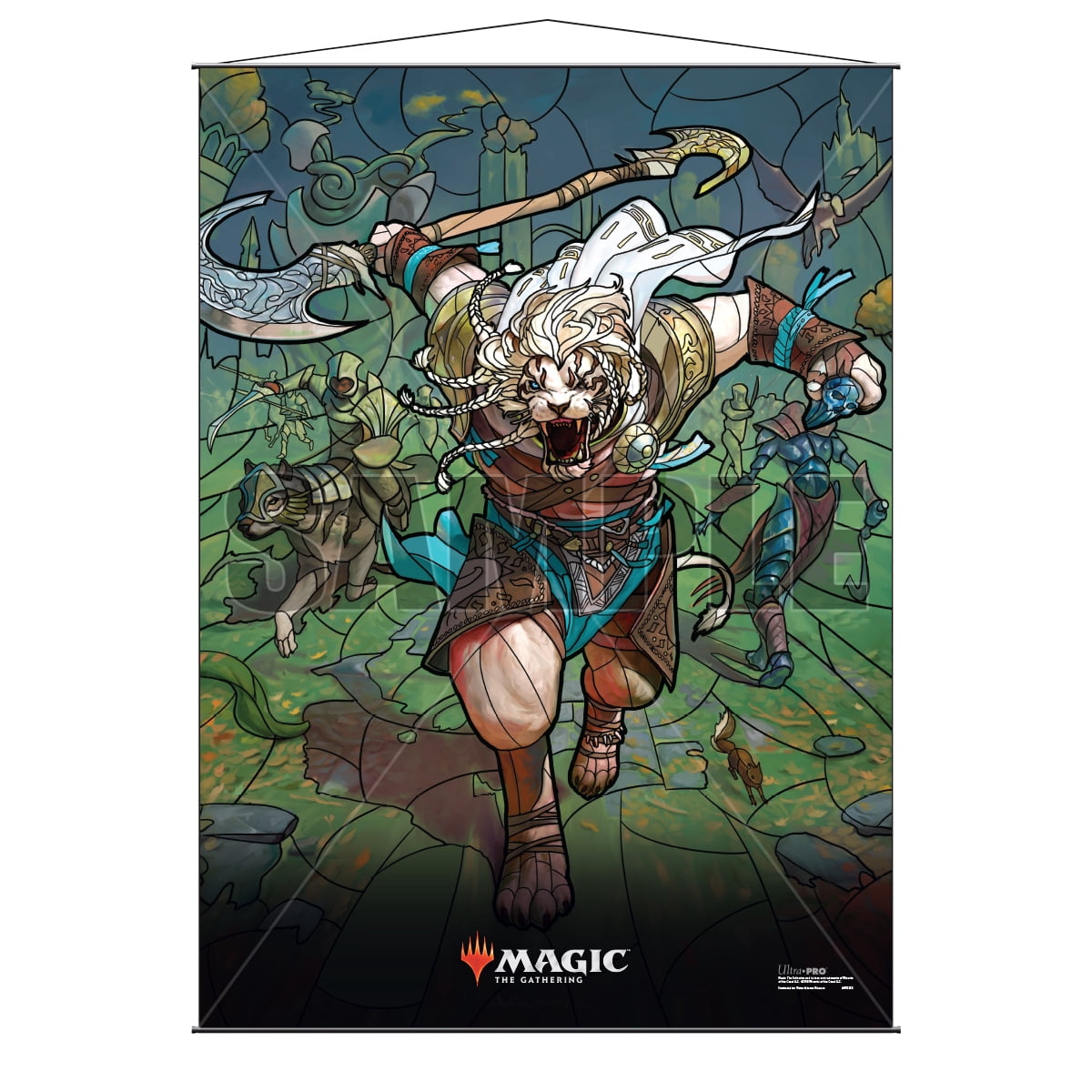 Stained Glass Planeswalkers Wall Scroll Ajani for Magic The Gathering