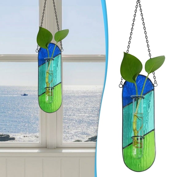 Stained Glass Plant Propagation Hanging 1 Pcs Propagation Station Planters for Window Decor - Unique Hydroponic Propagated Plant Holders for Kitchen Gifts,Blue