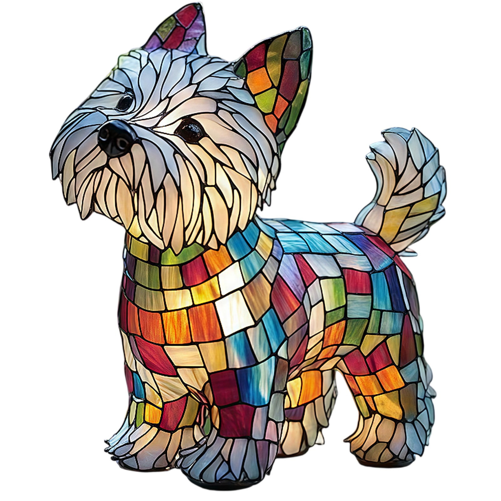 Stained Glass Poodle Lamp Colorful Style Dog Night Light for Home Decor, Bedroom, Living Room, Gift Idea