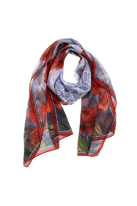 Stained Glass Poppies Scarf