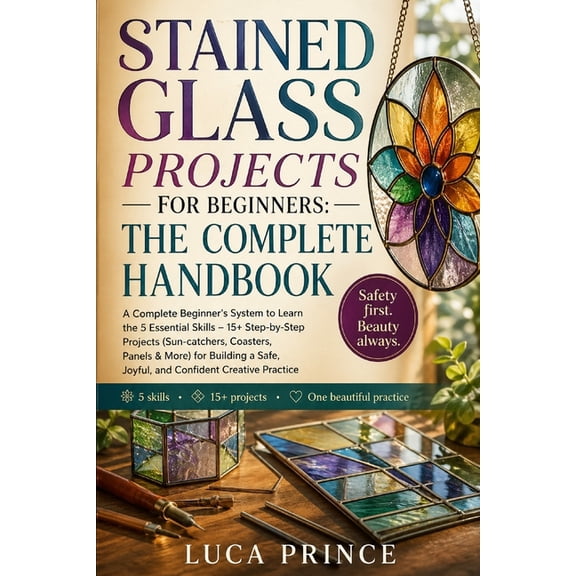 Stained Glass Projects for Beginners: THE COMPLETE HANDBOOK: A Complete Beginner's System to Learn the 5 Essential Skill, (Paperback)