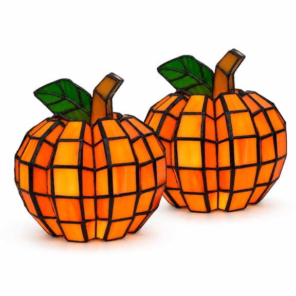 Stained Glass Pumpkin Lamp,Pumpkin Stained Glass Lamp,2025 Halloween Pumpkins Ornaments,Starry Night, Indoor Pumpkins Lantern Decorations for Home, Holiday, Party