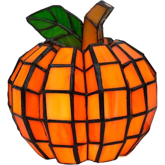 Zlinib Stained Glass Pumpkin Lamp,Pumpkin Stained Glass Lamp,2025 Halloween Pumpkins Ornaments,Starry Night, Indoor Pumpkins Lantern Decorations for Home, Holiday, Party
