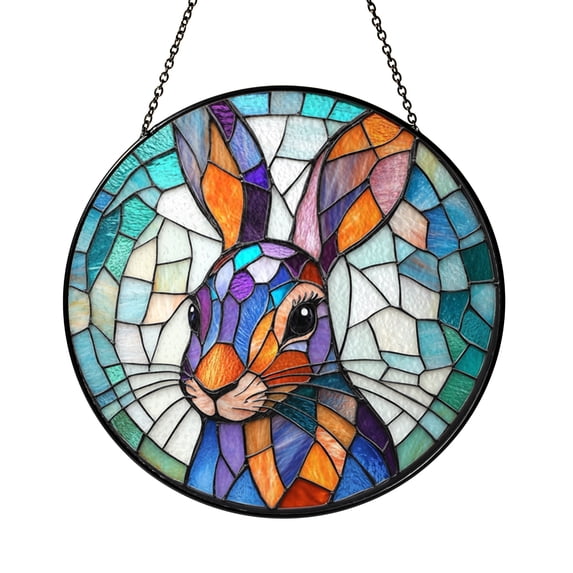 Stained Glass Rabbit Window Panel, Bright Wildlife Art, Ideal Nature ...