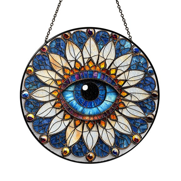 Stained Glass Radiant Reflections Window Decor with Artistic Color Flow, Light Enhancing Hanging Panel Design