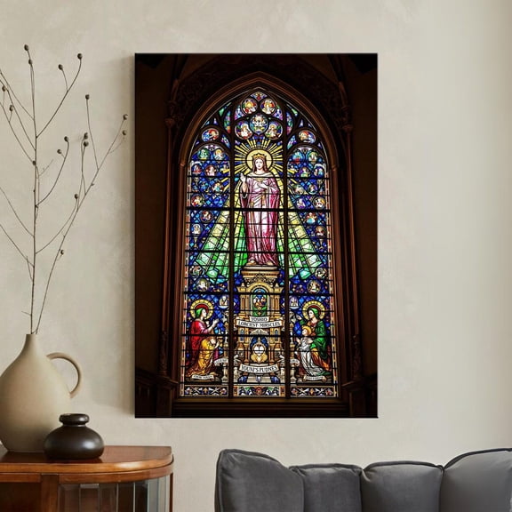 Stained Glass Religious Art Print Christian Church Cathedral Window Vibrant Spiritual Wall Decor Unframed Paper Print