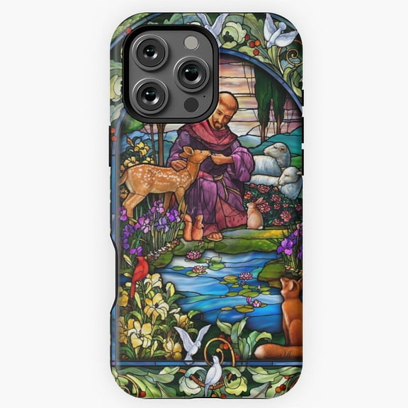 Stained Glass Religious Saint Phone Case for iPhone 17 16 15 14 13 12 11 Pro Max