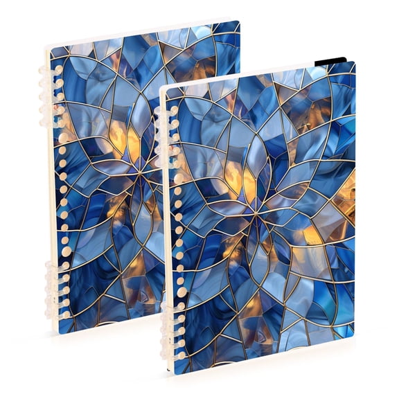 Stained Glass Ring Binder Notebook Journey Note Diary College Ruled Spiral Notebook Study Loose Leaf Paper A5 60 Pages